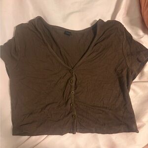 Brown Button-Up Women's Top